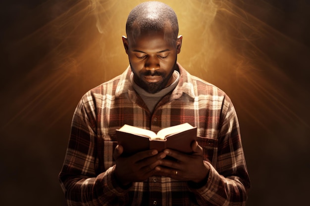 Oddanie Duszy Mocny Obraz Czarnego Mężczyzny Szukającego Wskazówek I Pociechy Poprzez Modlitwę