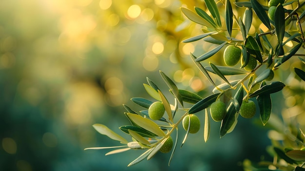 Odgałęzienie drzewa oliwnego z zielonymi oliwkami Generatywna sztuczna inteligencja