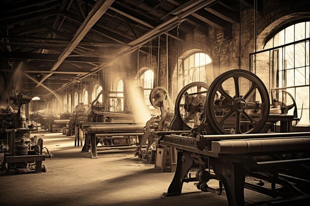 Zdjęcie odgłosy rewolucji przemysłowej w xviii wieku w młynie bawełnianym