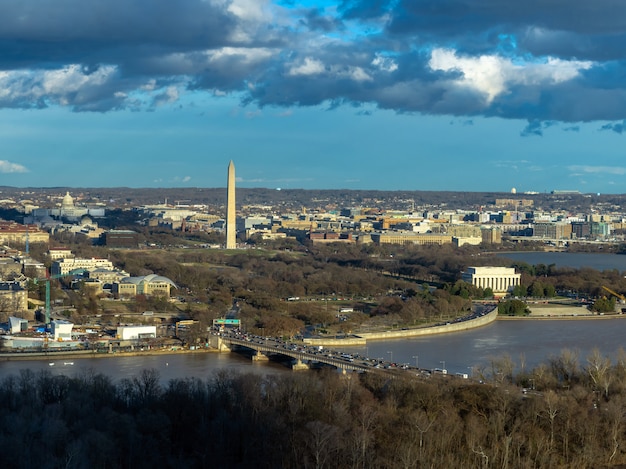 Odgórnego Widoku Scena Washington Dc W Dół Miasteczko Który Może Widzieć Stany Zjednoczone Capitol, Washington Zabytek