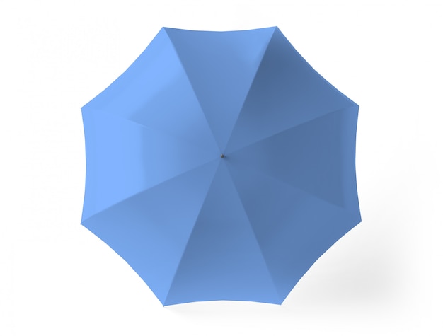 Zdjęcie odgórny widok błękitny odosobniony parasol