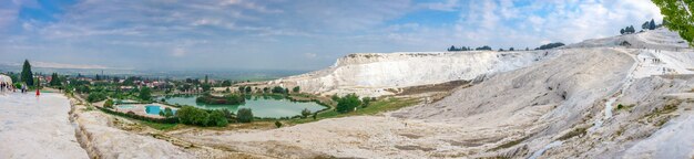 Odgórny widok wioska Pamukkale, Turcja