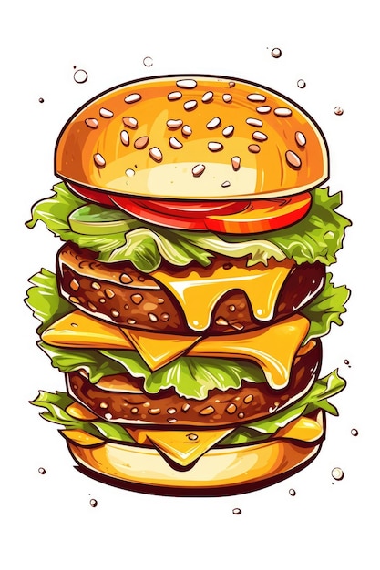 Odizolowany hamburger na białym Ilustracja Generative AI