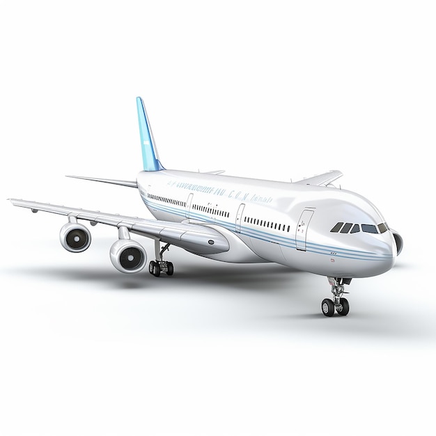 Odizolowany lotnictwo Duży samolot pasażerski na białej powierzchni