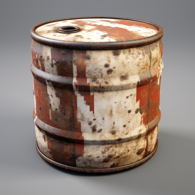 Odkrycie estetycznego 3D artystycznego przedstawienia rustikalnej beczki ropy naftowej