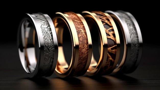 Odkryj różne materiały używane w męskich pierścionkach, takie jak złoto, srebro, platyna