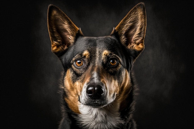 Odkryj wysportowanego i lojalnego australijskiego psa Kelpie na efektownym ciemnym tle