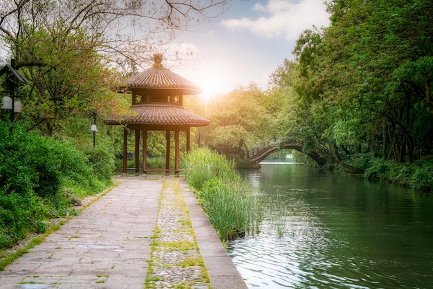 Odkryty krajobraz ogród jezioro naturalna sceneria