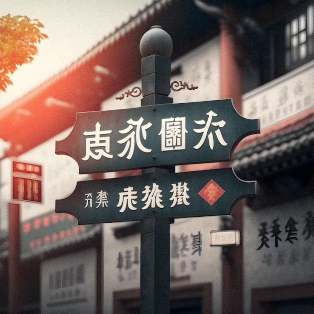 Odkryty znak nazwy ulicy w chińskich miastach ilustracja ziarnista tekstura