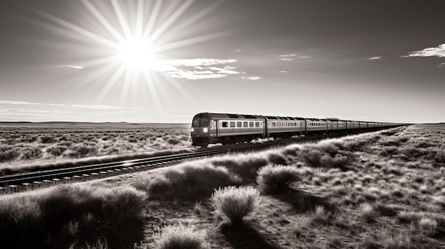 Zdjęcie odkrywanie bezludnej pustyni pociągiem