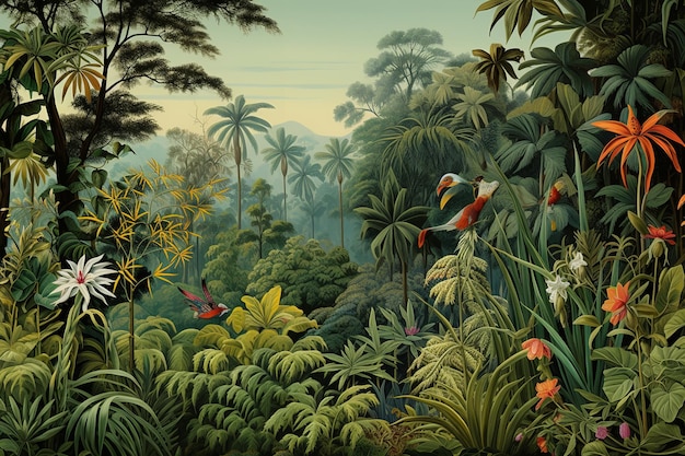 Odkrywanie dzikiej Rousseau Vintage Wallpaper zabiera cię do dżungli równikowej AR 32 Desktop B