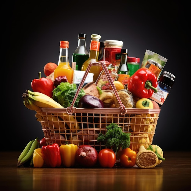 Odkrywanie skarbnicy Różnorodne produkty spożywcze Jedzenie i napoje Napełnianie koszyka o