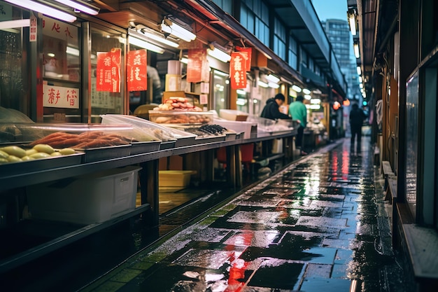 Zdjęcie odkrywanie targu rybnego tsukiji