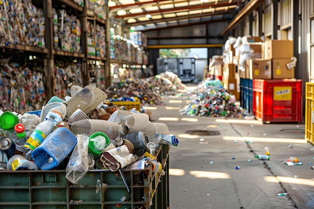 Odpady z butelek plastikowych w centrum recyklingu do ponownego wykorzystania Znaczenie gospodarowania odpadami