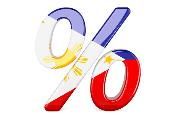 Zdjęcie odsetek z filipińską flagą 3d wyizolowaną na białym tle