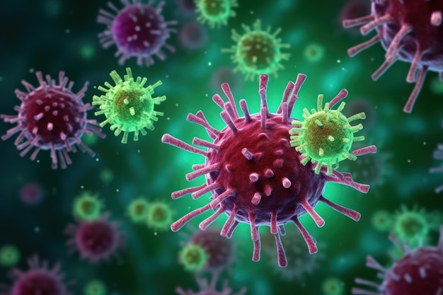 Odsłanianie makr wirusa zbliżenie scen pandemii grypy pod obiektywem mikroskopu