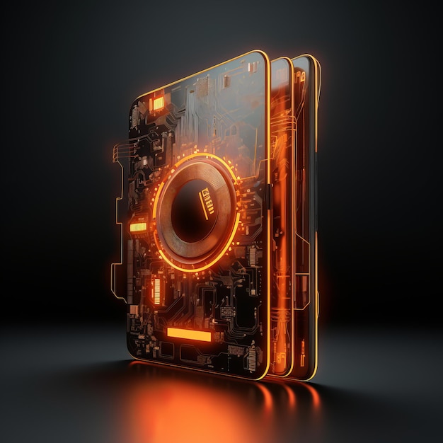 Odsłonięcie futurystycznego pomarańczowego modelu szkieletowego Geneza portfela kryptograficznego