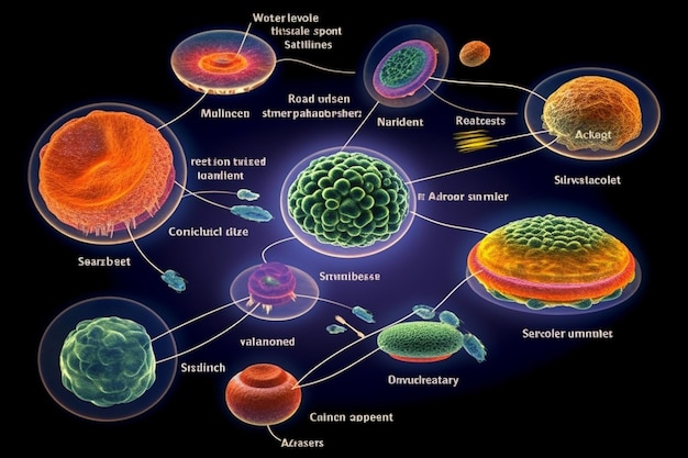Zdjęcie odsłonięcie mikrokosmosu fotorealistyczne zanurzenie się w świat mikrobiologii