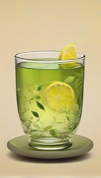 Odświeżające lemoniadowe napoje ziołowe na zielonym tle