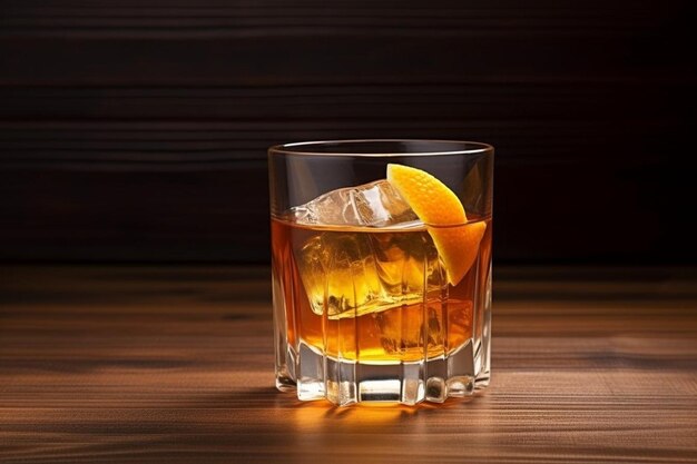 Odświeżający koktajl z tequilą whisky i owocami cytrusowymi na drewnianym stole