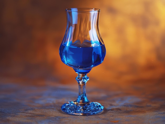 Odświeżający niebieski koktajl w szklance na liczniku