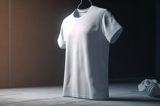 Odważna i piękna makieta pustej białej koszulki 3D z dużym obszarem nadruku