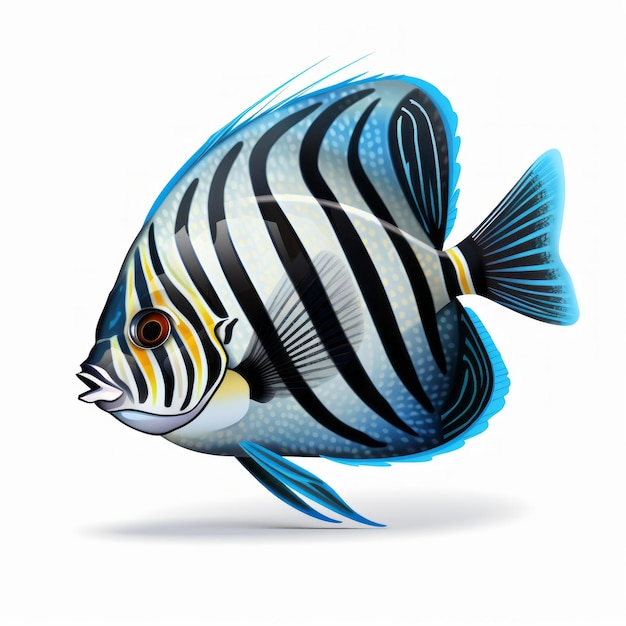 Odważna I Zabawna Niebieskie Paski Ilustracja Ryb Na Białym Tle
