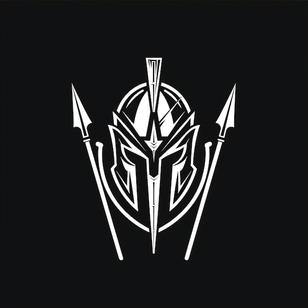 Odważna odznaka klanu gladiatorów z hełmem gladiatora i trójkątem Kreatywny projekt tatuażu logo