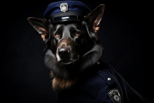 Zdjęcie odważny policjant pies na ulicy generate ai