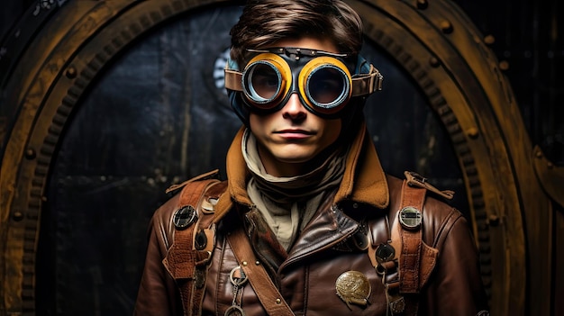 Zdjęcie odważny steampunk aviator attire