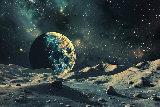 Zdjęcie odwiedź surrealistyczne królestwo księżyca illu generative ai