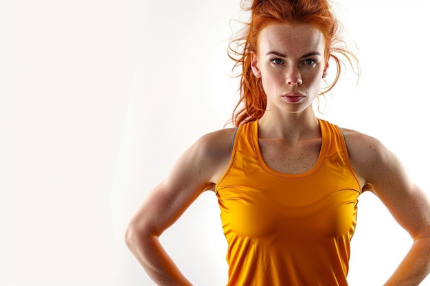 Zdjęcie odzież sportowa silna muskularna osoba ćwicząca w siłowni z rękami na talii