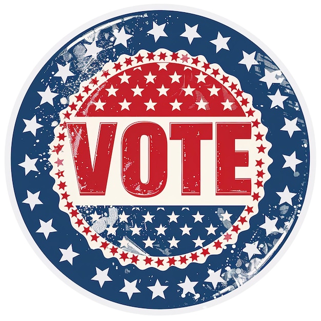 Zdjęcie odznaka na amerykańskie wybory prezydenckie i etykieta do głosowania głosuj