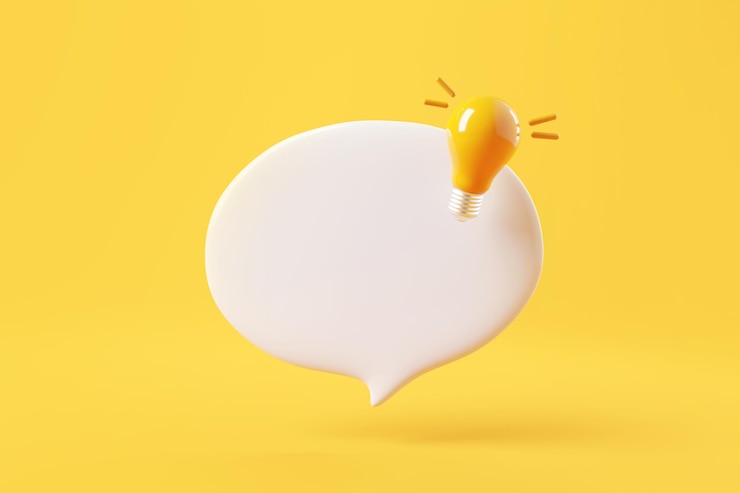 Zdjęcie odznaka quick tips z żarówką i dymkiem na żółtym tle