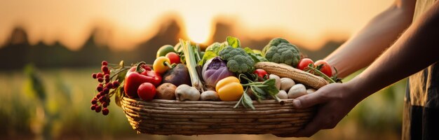 Zdjęcie odżywcza zieleni dobroć warzyw żywność owoce i warzywa w żywej kulinarnej symfonii roślinna uczta dla zdrowia i witalności obejmująca obfitość natury hojności