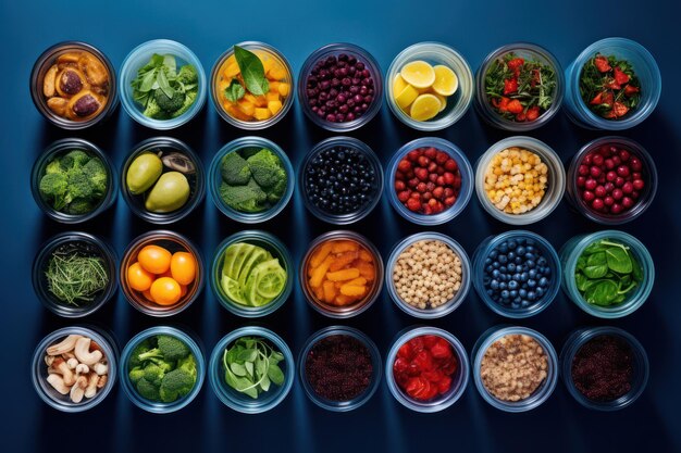 Zdjęcie odżywczy wybór organicznych, zdrowych składników superżywności na żywym tle
