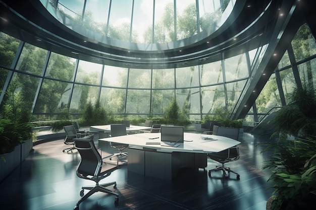 Office_space_design_forest_themefuturistic_technology