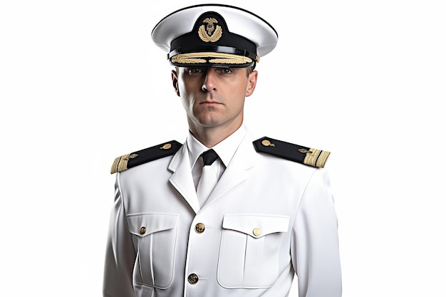 Oficjalny mężczyzna marynarki wojennej na białym tle