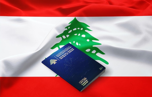 Oficjalny Paszport Libanu Libański Paszport Na Szczycie Satynowej Flagi Libanu