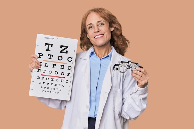 Oftalmolog z testem wzroku zapewniającym zdrowie oczu i dokładną diagnozę