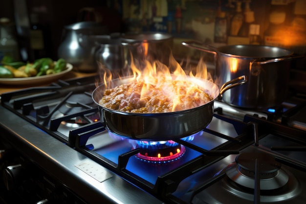 ogień palnik płomień piec na kuchni profesjonalna fotografia reklamowa