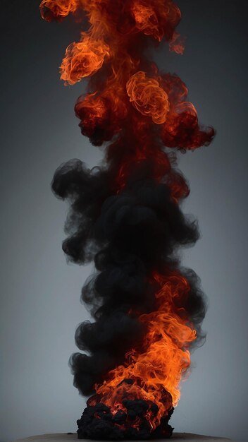 Zdjęcie ogień płonący czerwony gorący płomień realistyczne i abstrakcyjne iskry na ciemnym lub czarnym tle