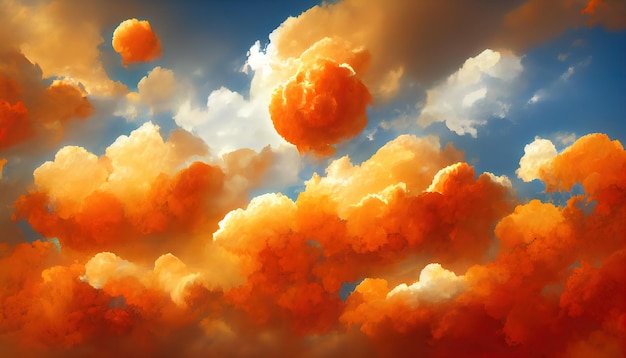 Ognisty pomarańczowy zachód słońca niebo Kolorowe kolory świtu Niesamowite pięknoPiękne i kolorowe abstrakcyjne tło natury Ilustracja 3d