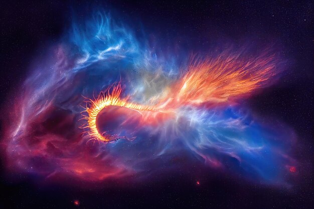Ognisty smok na powyższej ilustracji koncepcji galaktyki