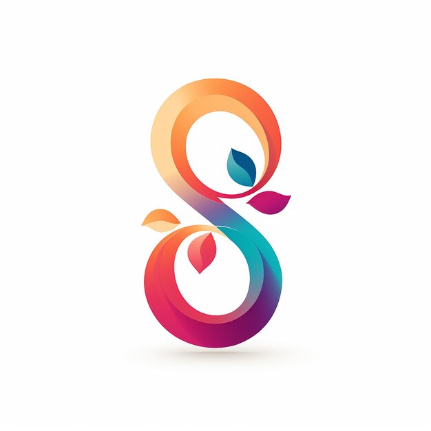Ogólne logo kolorowe płaskie kwiatowe wzór z numerem 8 8