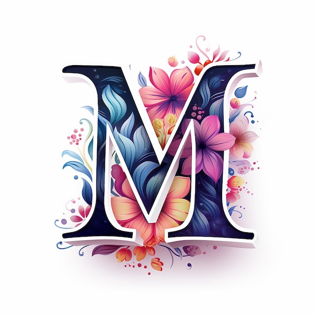 Ogólne logo kwiatowy wzór z literą M na na białym tle