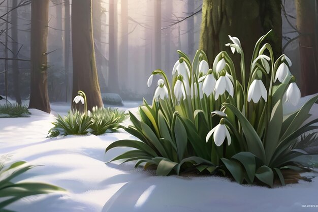 Zdjęcie ogród botaniczny snowdrop varieties wystawia sztukę koncepcyjną