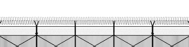 Zdjęcie ogrodzenie wykonane ze stalowego drutu kolczastego na białym tle izolować granica terytorium renderowania 3d