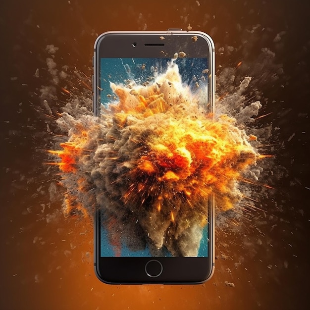 Ogromna eksplozja rozbitego ekranu telefonu komórkowego