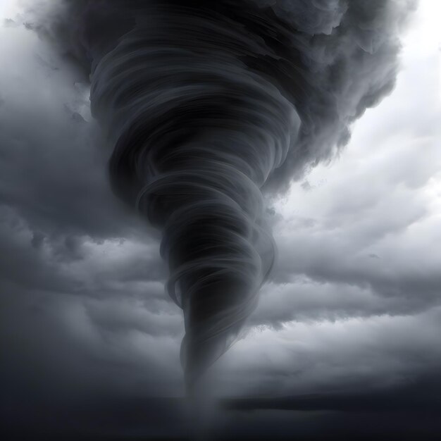 ogromne skutki burzy tornadowej wietrzna pogoda z ciemnym chmurnym tłem